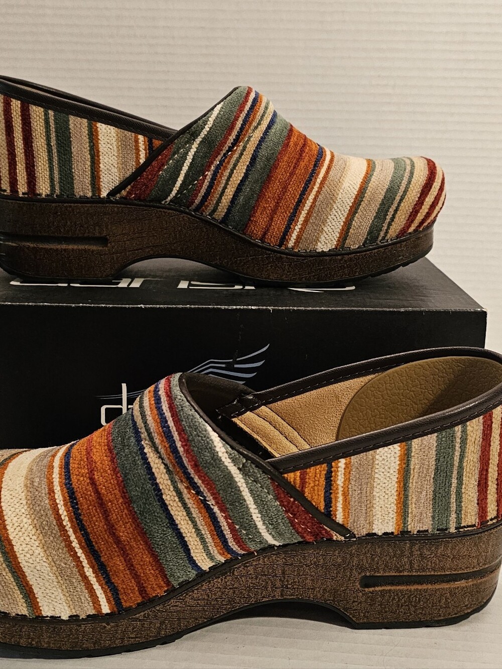 Dansko Vegan Pro Striped Multicolor Slip-On Clogs - Picture 4 of 13